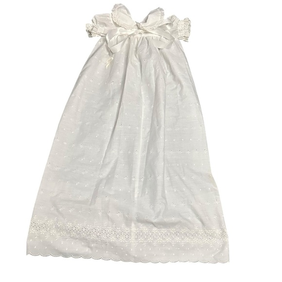 White Baptism Dress with Bow Accent - Picture 1 of 2